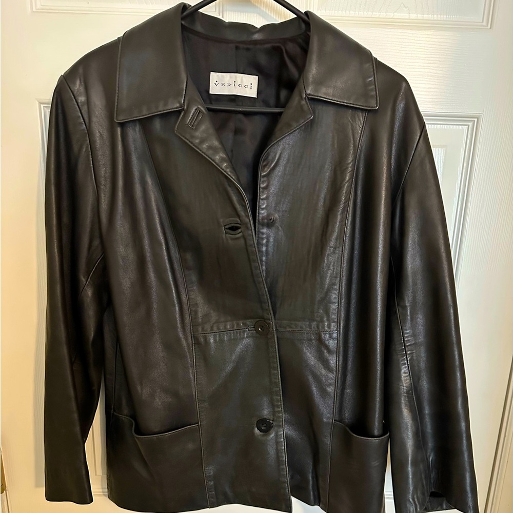 Vericci Black Leather Jacket for Women